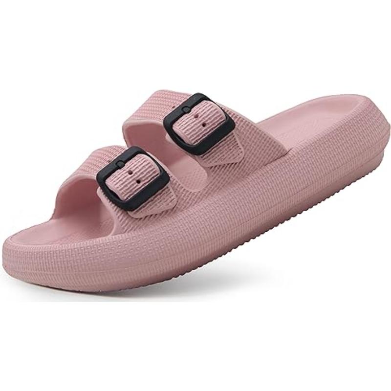 Unisex Soft Adjustable EVA Slides Dual Buckle Comfort Sandals