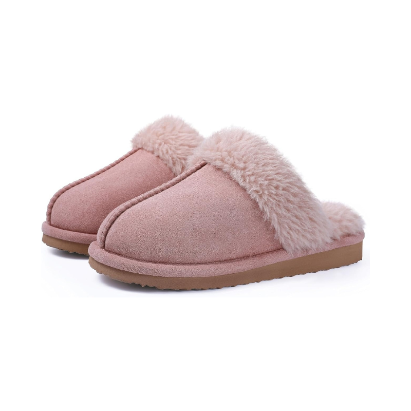 Soft Pull-On Slippers With Faux Fur Lining And Memory Foam