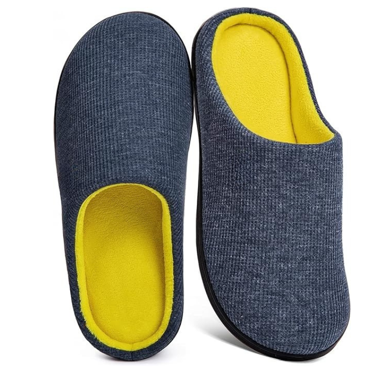 Memory Foam House Slippers – Cozy Support with Non-Slip Rubber Sole