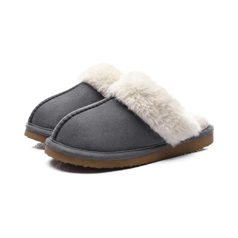 Soft Pull-On Slippers With Faux Fur Lining And Memory Foam