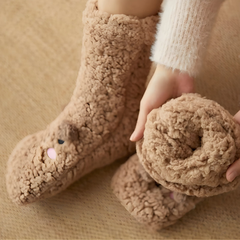 Soft Plush Bear Inspired Indoor Boots