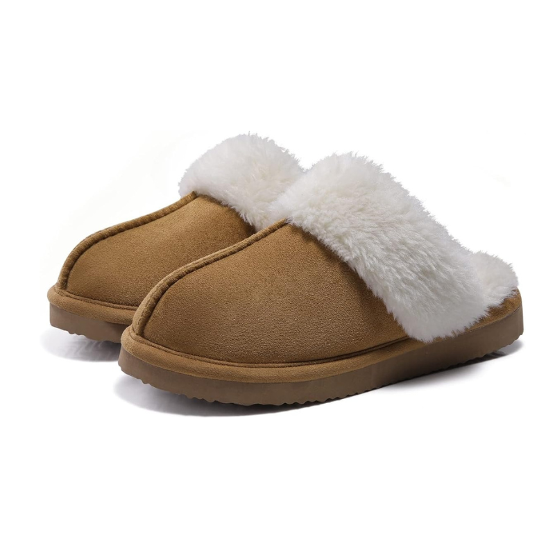 Soft Pull-On Slippers With Faux Fur Lining And Memory Foam