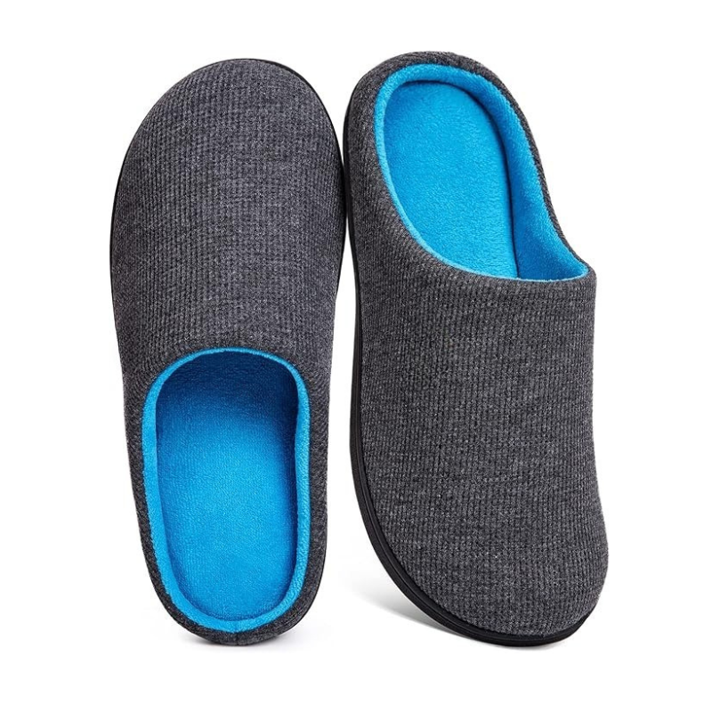 Memory Foam House Slippers – Cozy Support with Non-Slip Rubber Sole