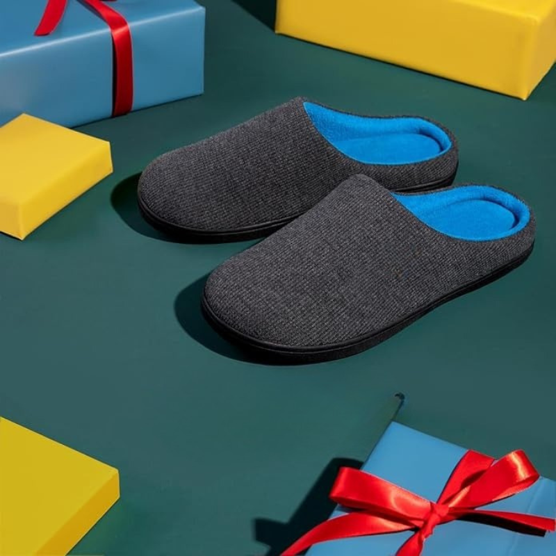 Memory Foam House Slippers – Cozy Support with Non-Slip Rubber Sole