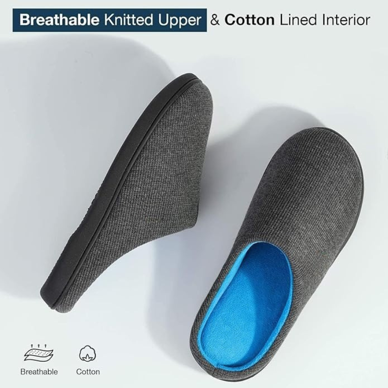 Memory Foam House Slippers – Cozy Support with Non-Slip Rubber Sole
