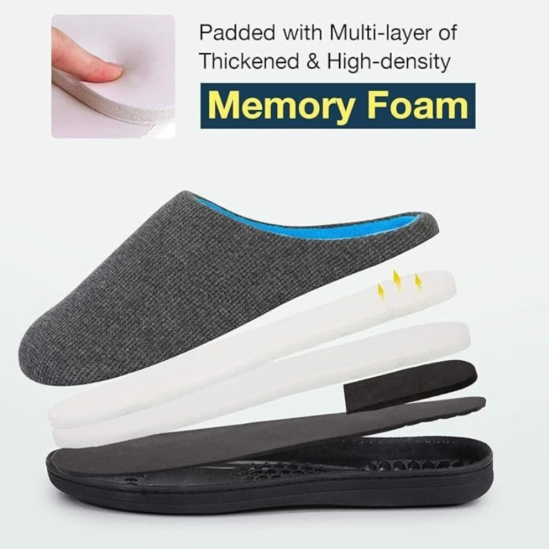 Memory Foam House Slippers – Cozy Support with Non-Slip Rubber Sole