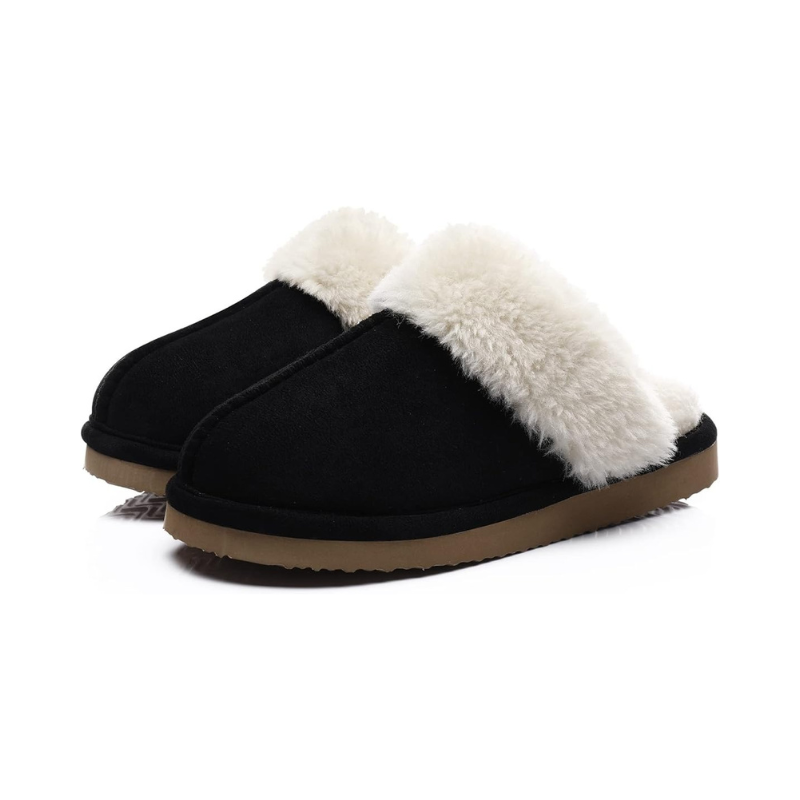 Soft Pull-On Slippers With Faux Fur Lining And Memory Foam