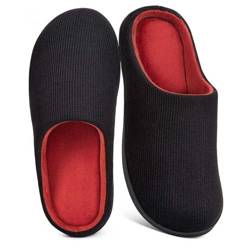 Memory Foam House Slippers – Cozy Support with Non-Slip Rubber Sole
