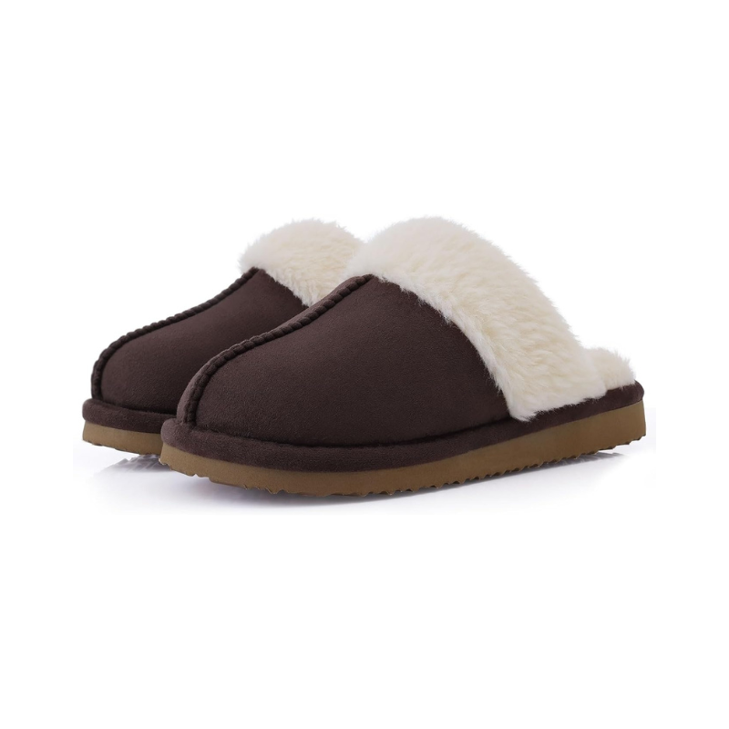 Soft Pull-On Slippers With Faux Fur Lining And Memory Foam