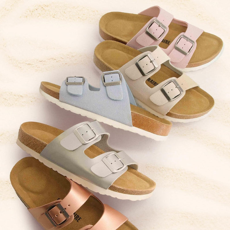Supportive Cork Footbed Sandals With EVA Base And Buckle Strap