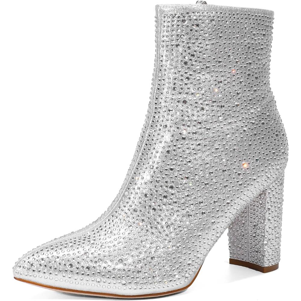 Rhinestone Studded Chunky Boots