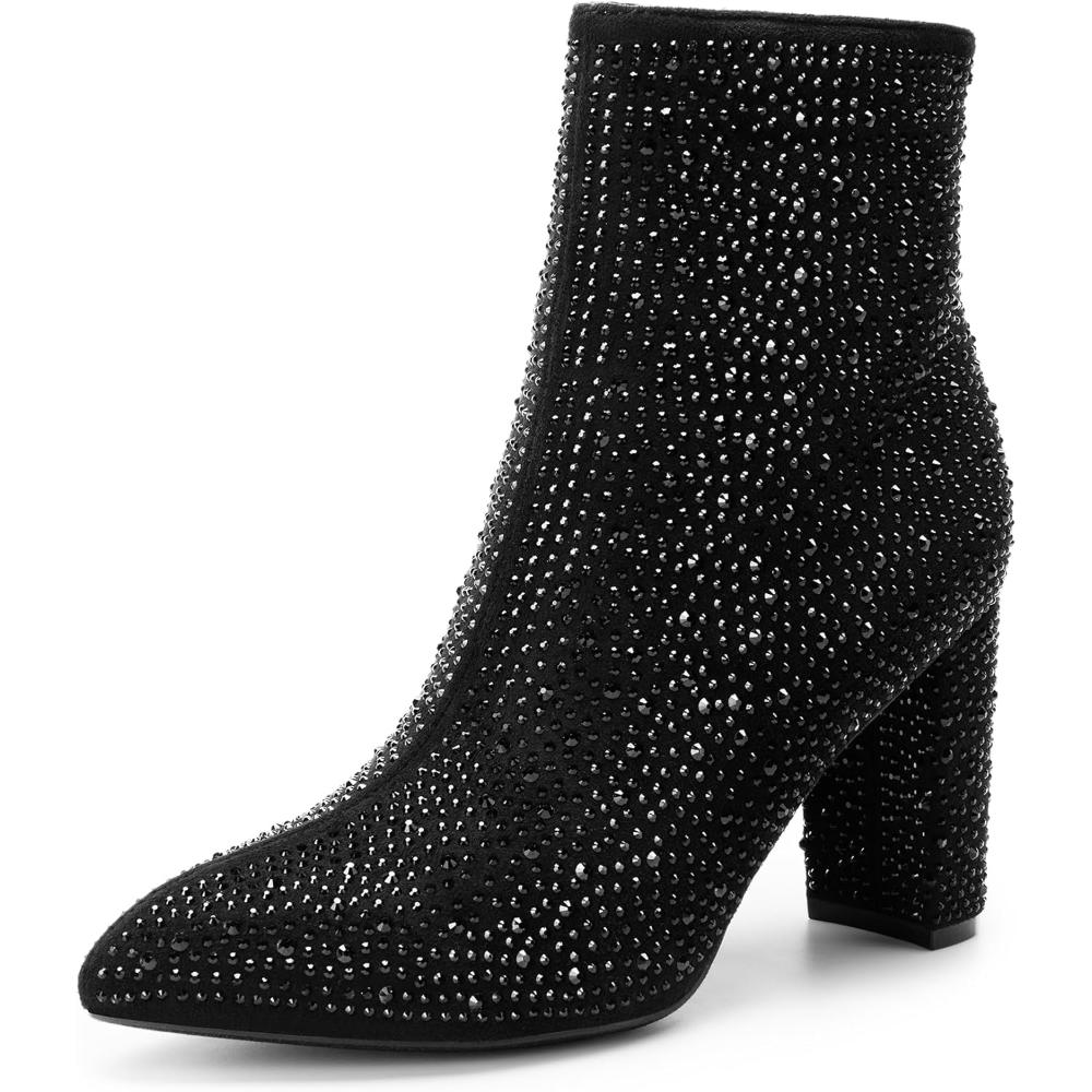 Rhinestone Studded Chunky Boots