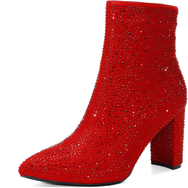 Rhinestone Studded Chunky Boots