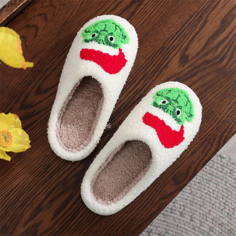 Grinch Inspired Festive Plush Slippers