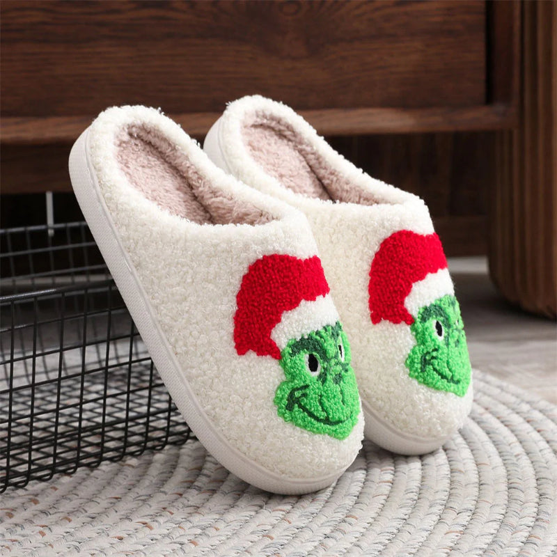 Grinch Inspired Festive Plush Slippers