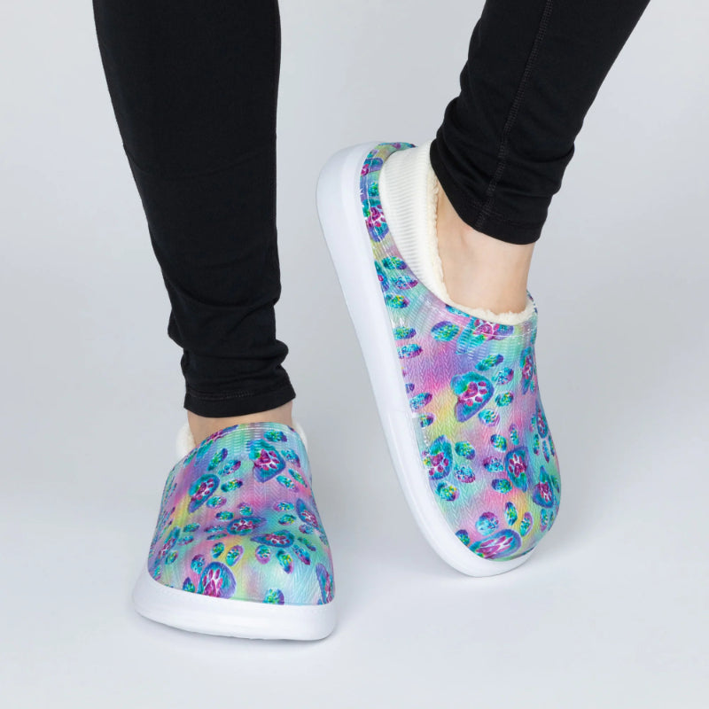 Floral Paw Print Slip On Clogs