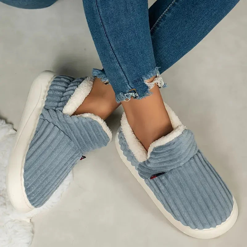 Ribbed Indoor Slippers With Anti Slip Sole