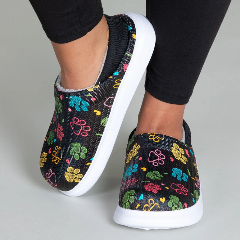 Floral Paw Print Slip On Clogs