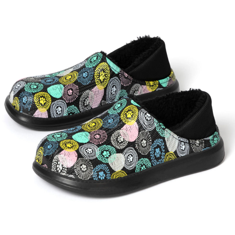 Floral Paw Print Slip On Clogs