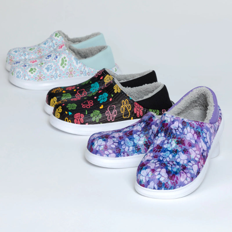 Floral Paw Print Slip On Clogs