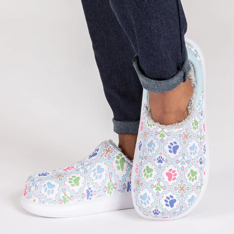 Floral Paw Print Slip On Clogs