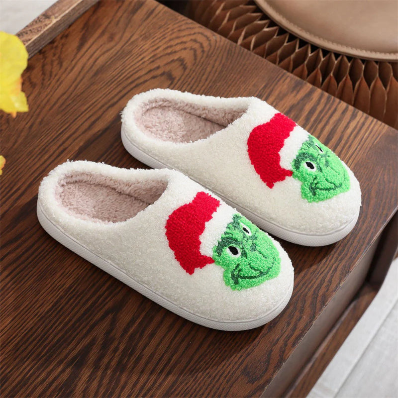 Grinch Inspired Festive Plush Slippers