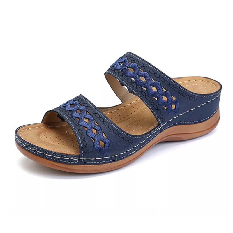 Zig Zag Stitch Wedge Sandal – Casual Comfort Sandals